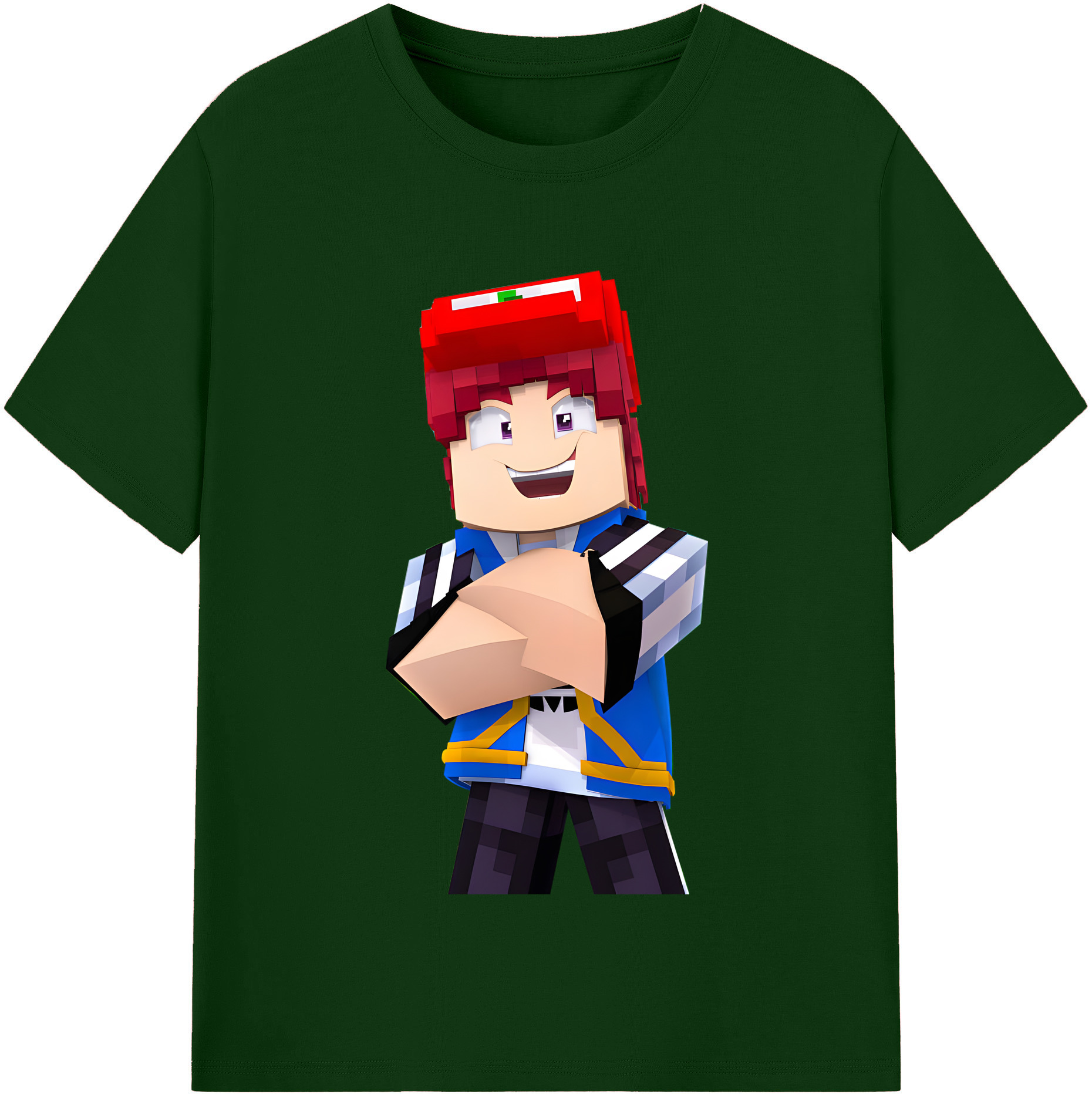 （画像用） マインクラフト ブロックの世界 Minecraft MC Block world 綿100％半袖Tシャツ（フロントプリント）
